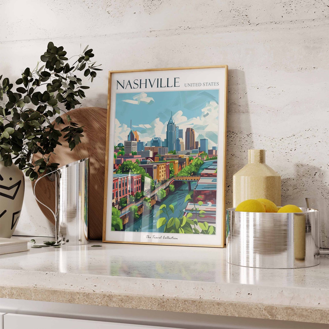 Nashville Travel Poster Nashville Travel Print Tennessee Poster Usa Wall Art Botanical Art Nashville Travel Poster Nashville Gift - Image 2