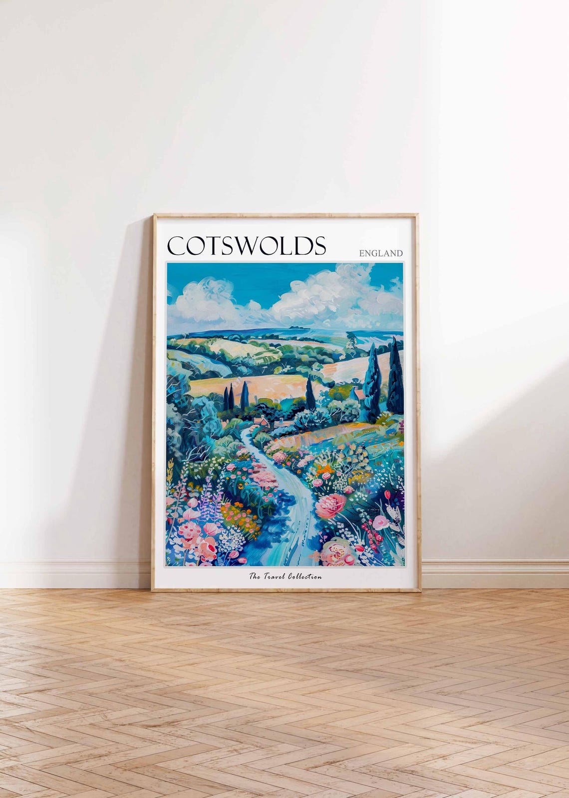 Cotswolds England Wildflower Path Rolling Hills Countryside Poster - Image 2