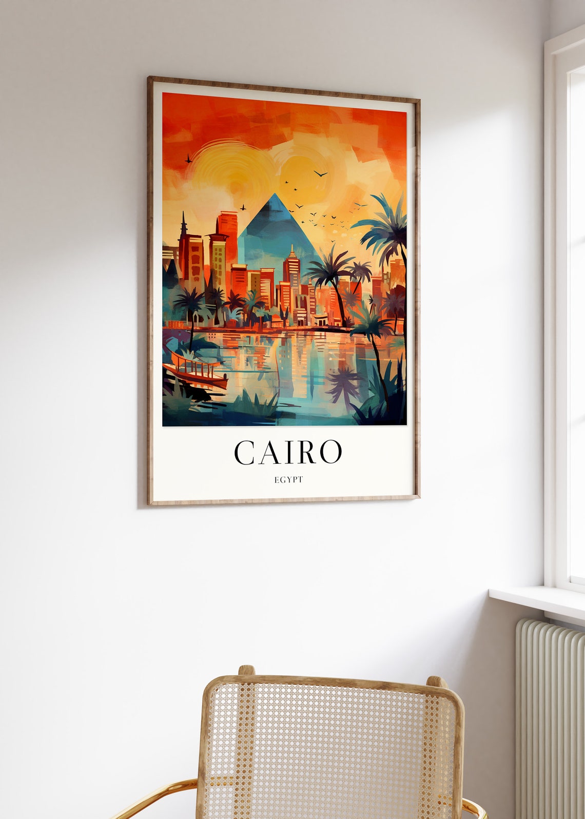 Cairo Egypt Golden Sunset Pyramid Skyline Abstract Art Poster - Image 2