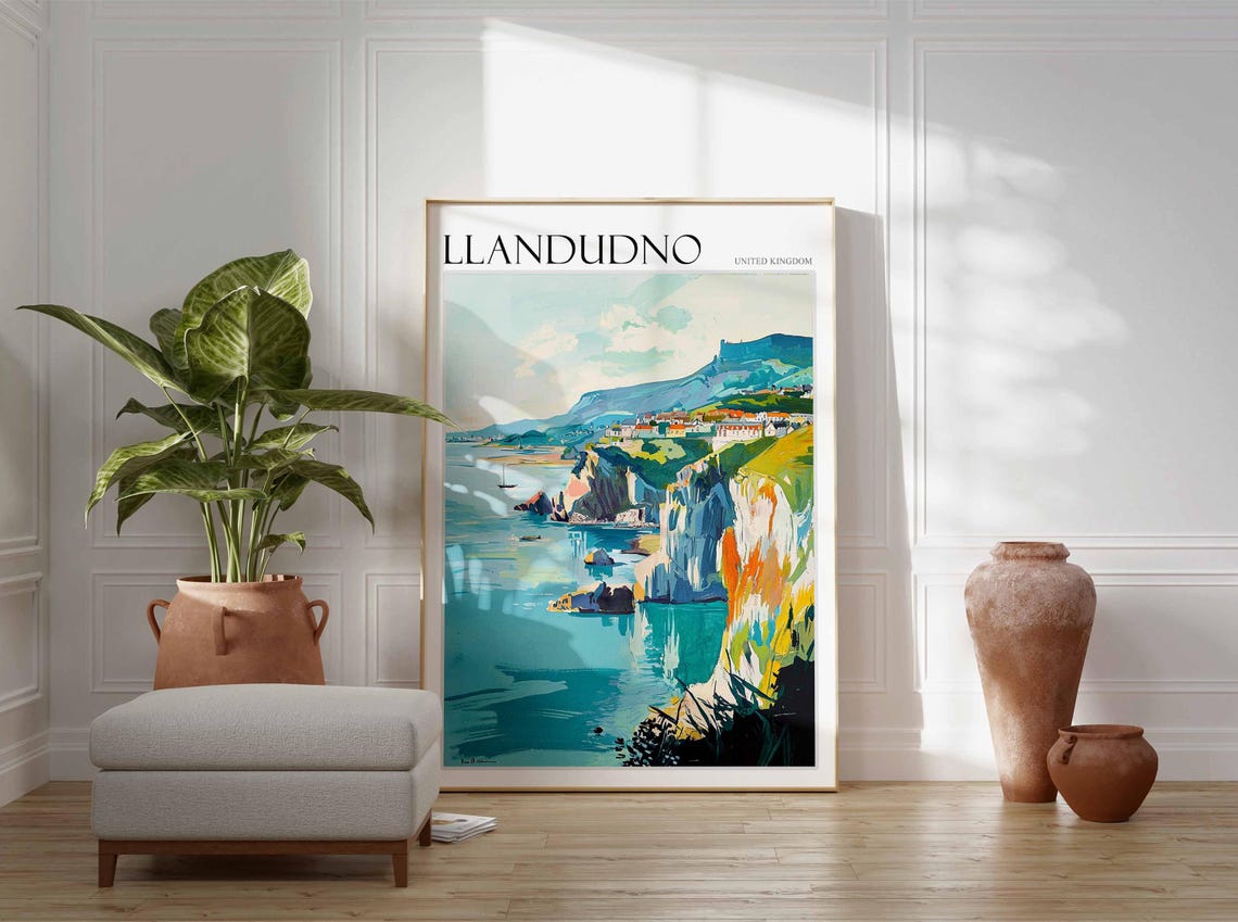 Llandudno Poster Wales Poster Uk Travel Print Coastal Wall Art British Decor Wales Travel Print Beach House Decor Llandudno Wales Art - Image 3
