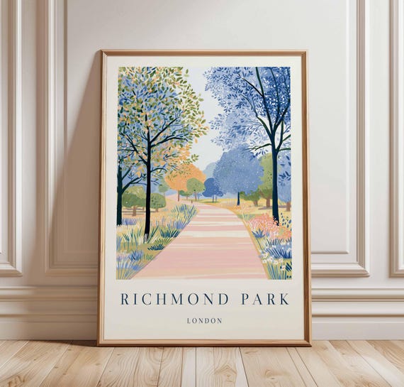 Richmond Park Travel Poster London Deer Print