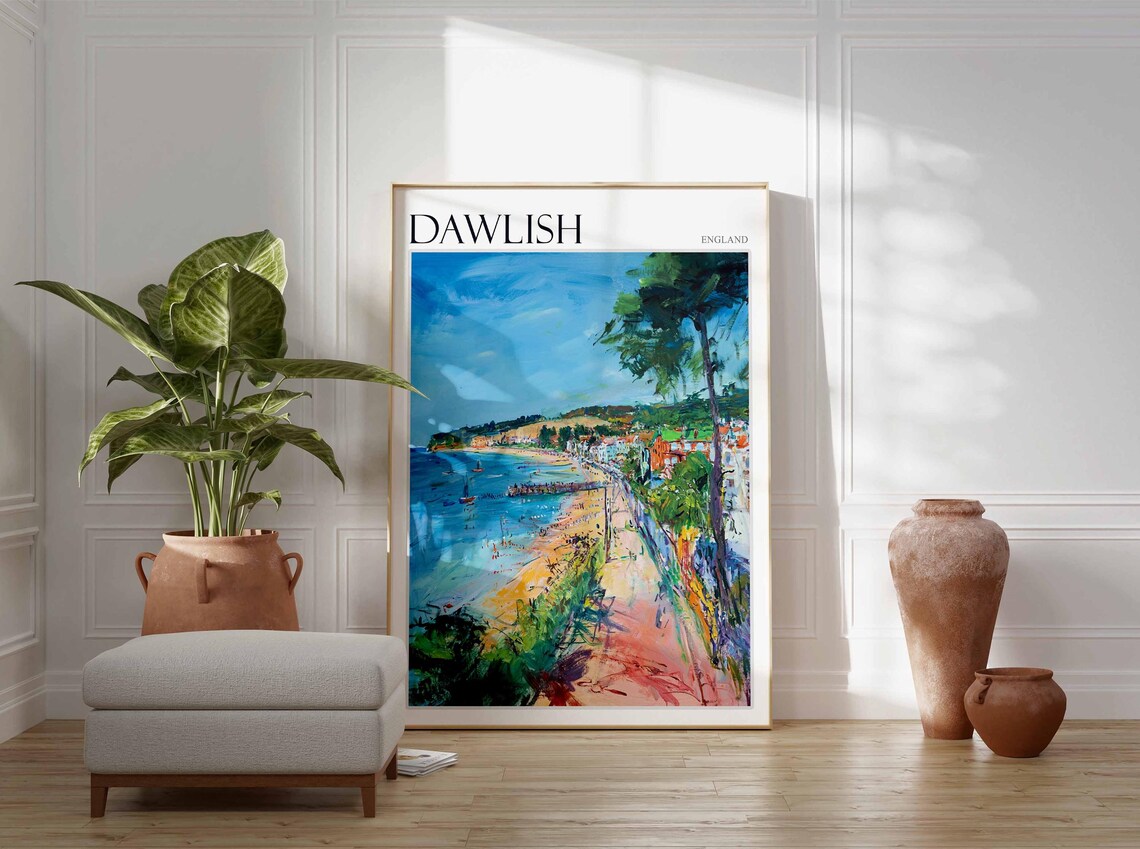 Dawlish Poster Devon Poster England Travel Poster Coastal Wall Art English Home Decor Seaside Town Poster Uk Travel Print Dawlish Art - Image 3