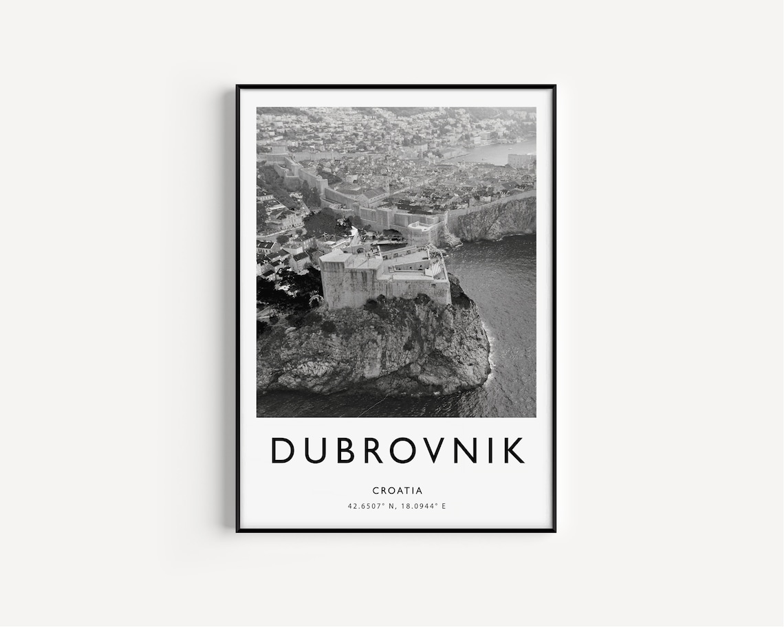 Dubrovnik Travel Poster, Black And White Art - Image 3