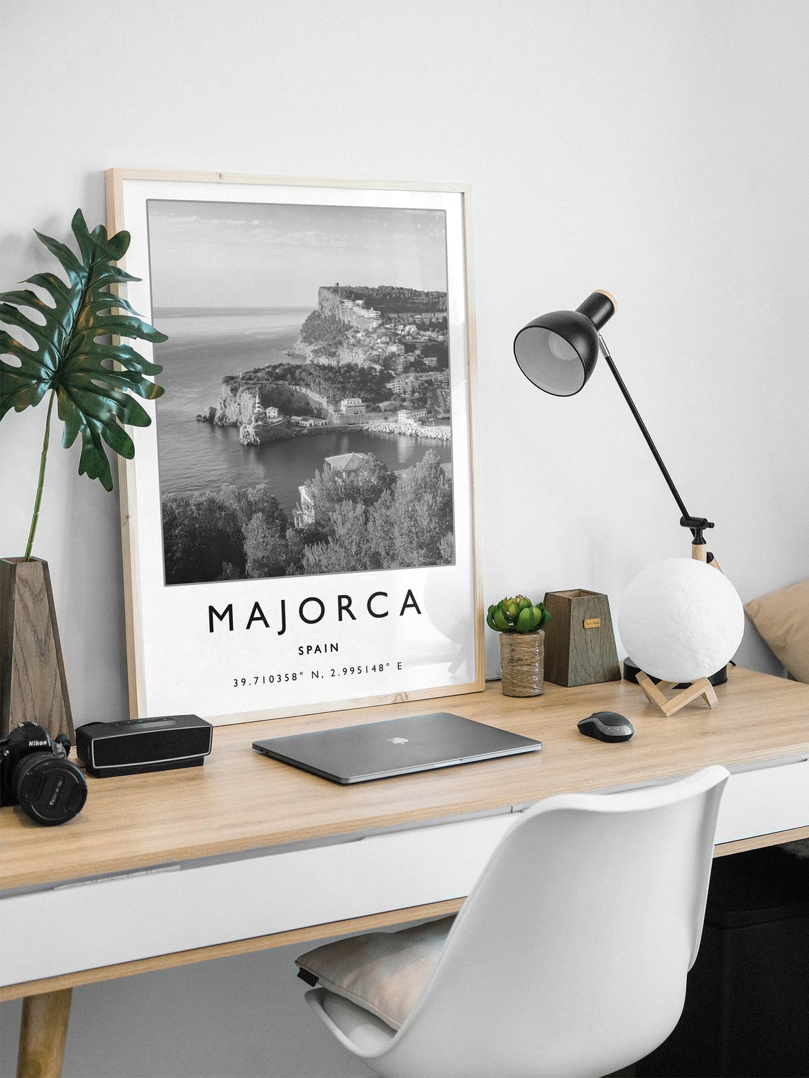 Majorca Spain Black And White Coastal Cliffs Travel Photo Poster - Image 2