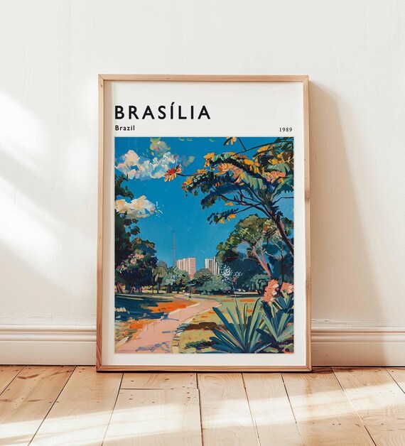 Brasilia Brazil 1989 Garden Park Path Watercolor Travel Poster