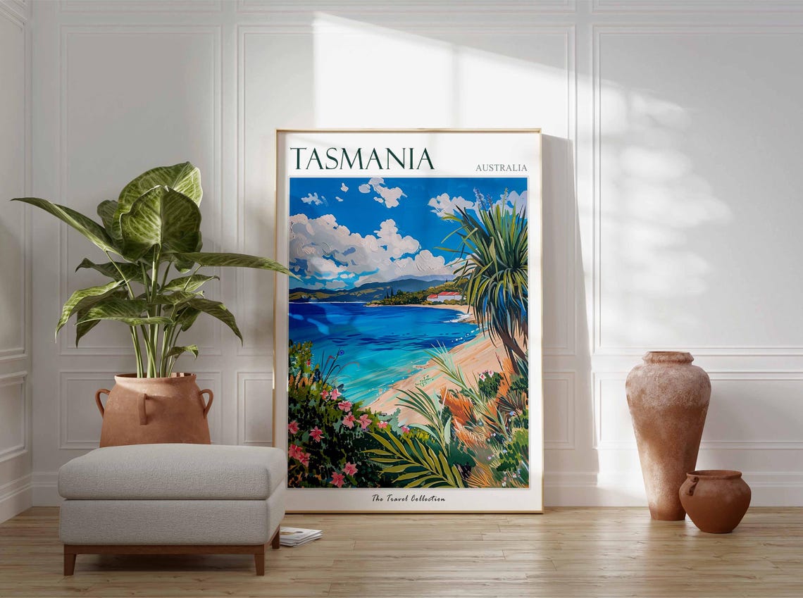 Tasmania Poster Australia Travel Print Australian Decor Oceania Travel Poster Oceanian Wall Art Tasmania Gift Tasmania Travel Poster - Image 2