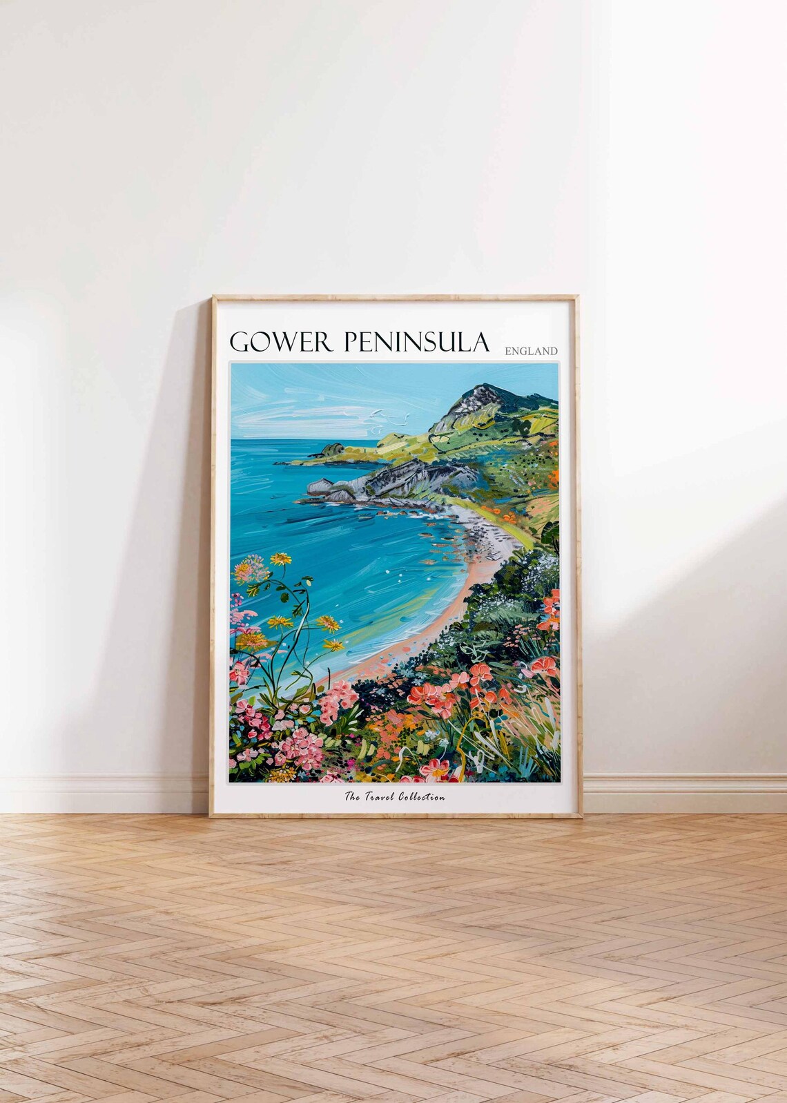 Gower Peninsula Turquoise Bay Travel Poster Rocky Headland Beach Art - Image 2