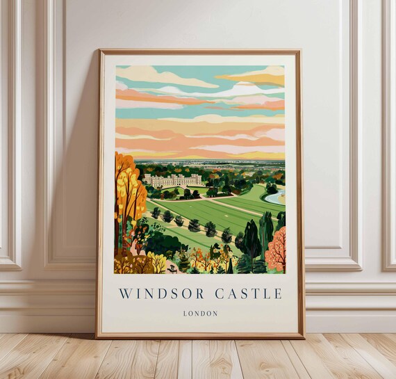 Windsor Castle London The Long Walk Sunset Landscape Travel Poster