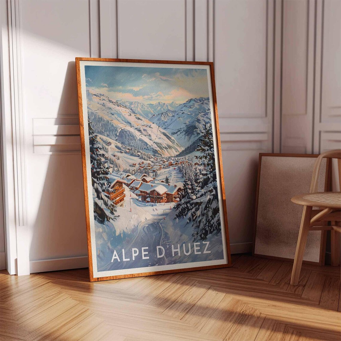Skiing Travel Poster Alpe Dhuez Ski Print France Travel Print Skiing Art Skiing Print Winter Sport Art Ski Gift - Image 2