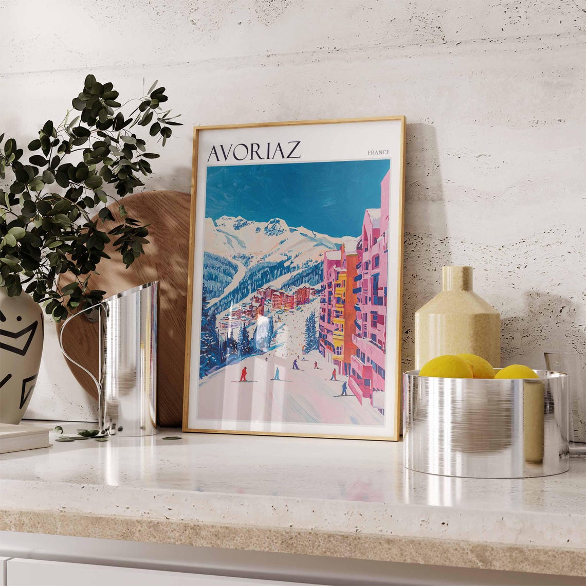 Skiing Travel Poster Skiing Art Avoriaz Poster Avoriaz Print French Alps Decor Winter Print Avoriaz Travel Print Avoriaz Ski Poster - Image 2
