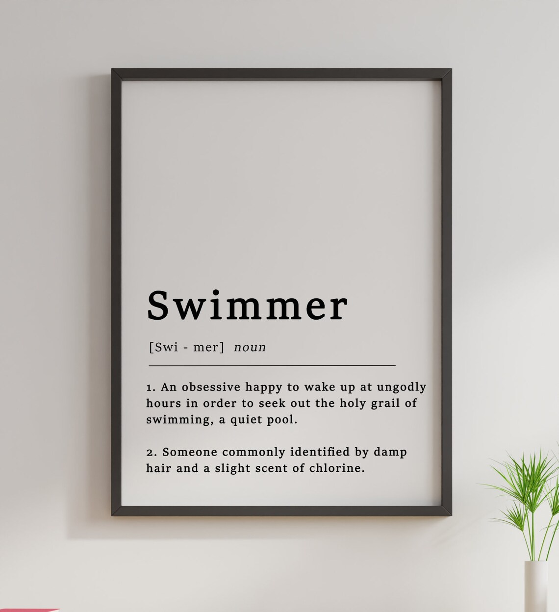 Definition Of A Swimmer Quote Poster, Typography Art - Image 2
