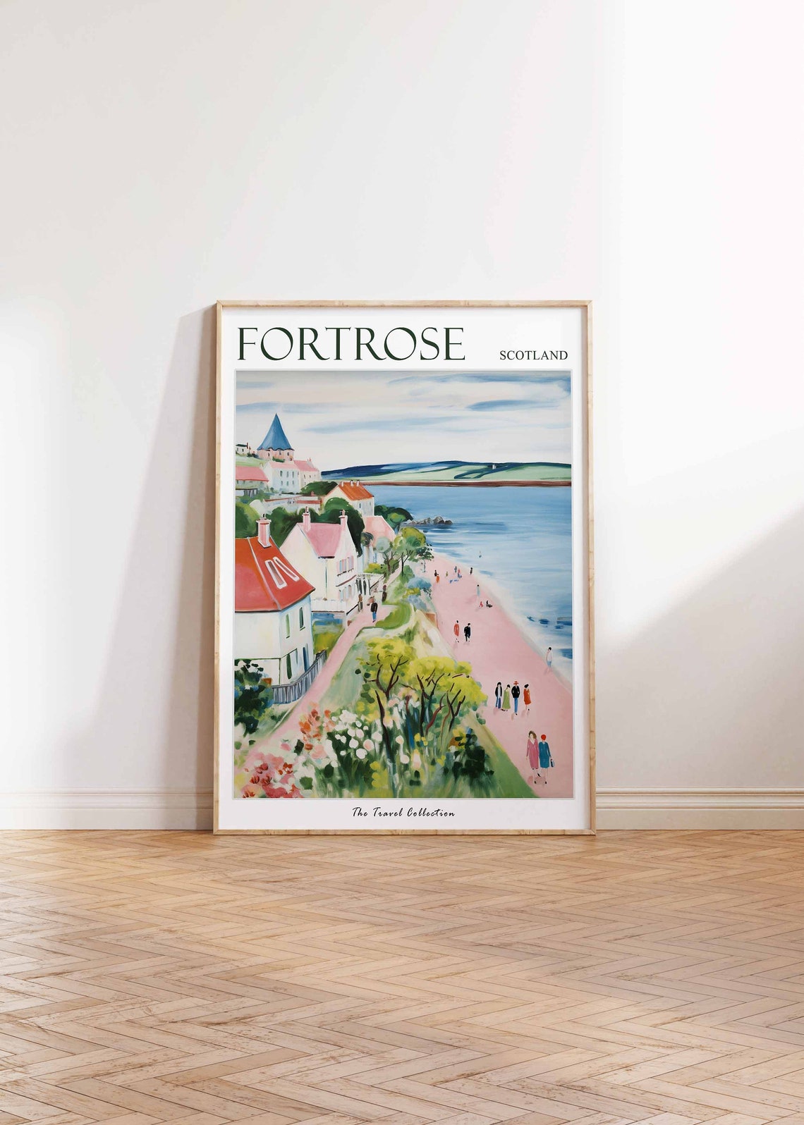 Fortrose Scotland Hillside View Beach Scene Vintage Travel Poster - Image 2