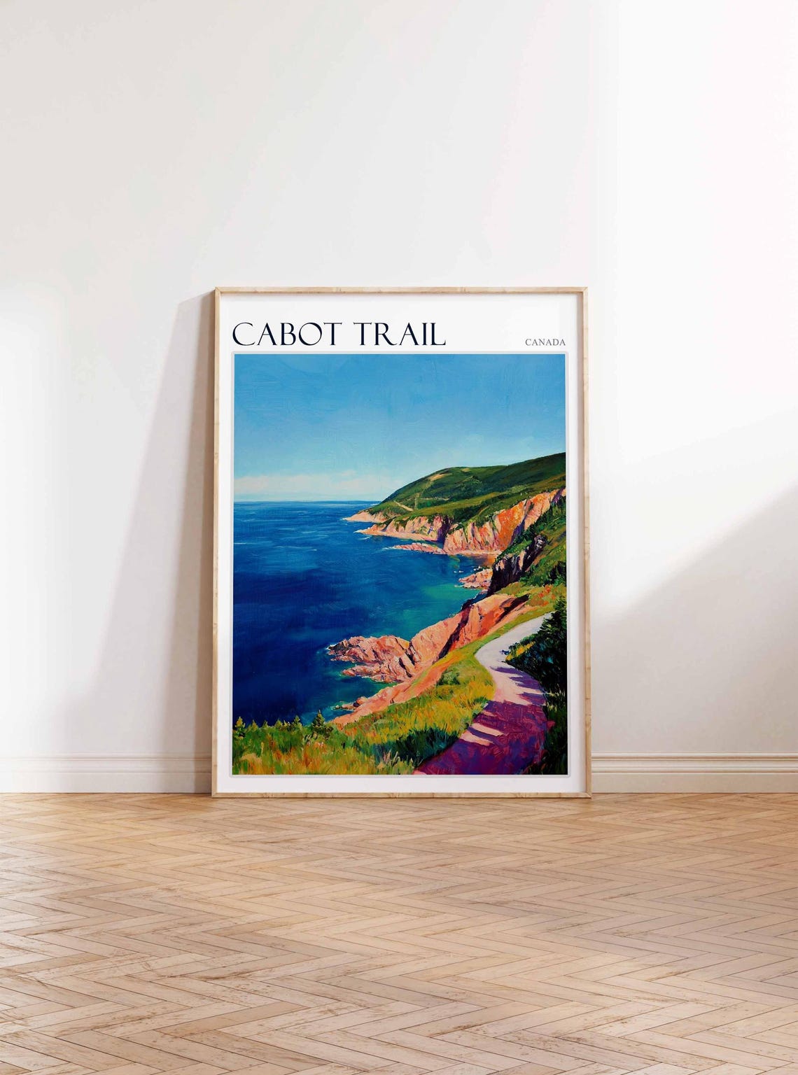 Cabot Trail Canada Deep Blue Ocean and Red Cliffs Art Poster - Image 3