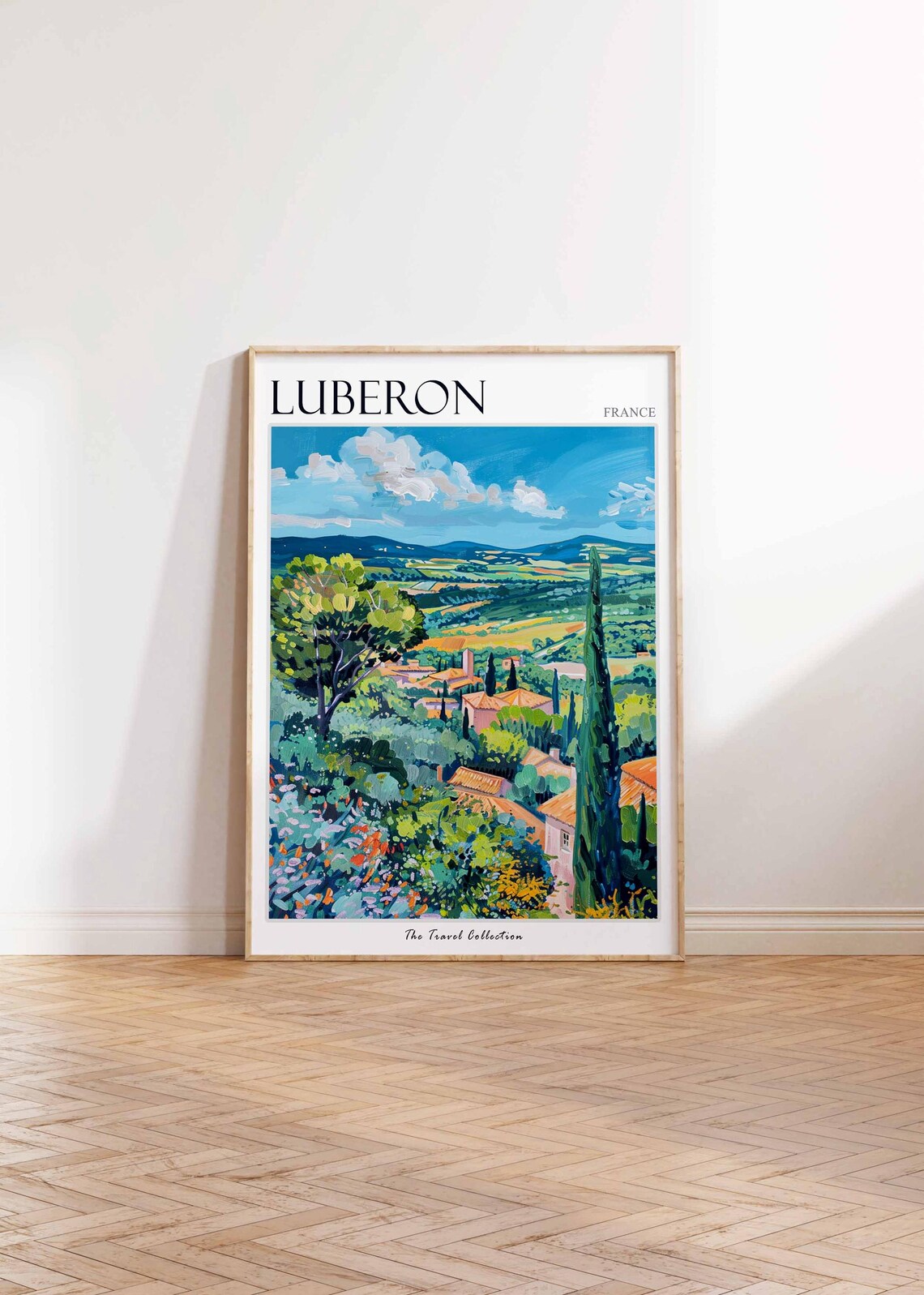 Luberon France Provence Valley Village Cypress Painting Travel Poster - Image 2