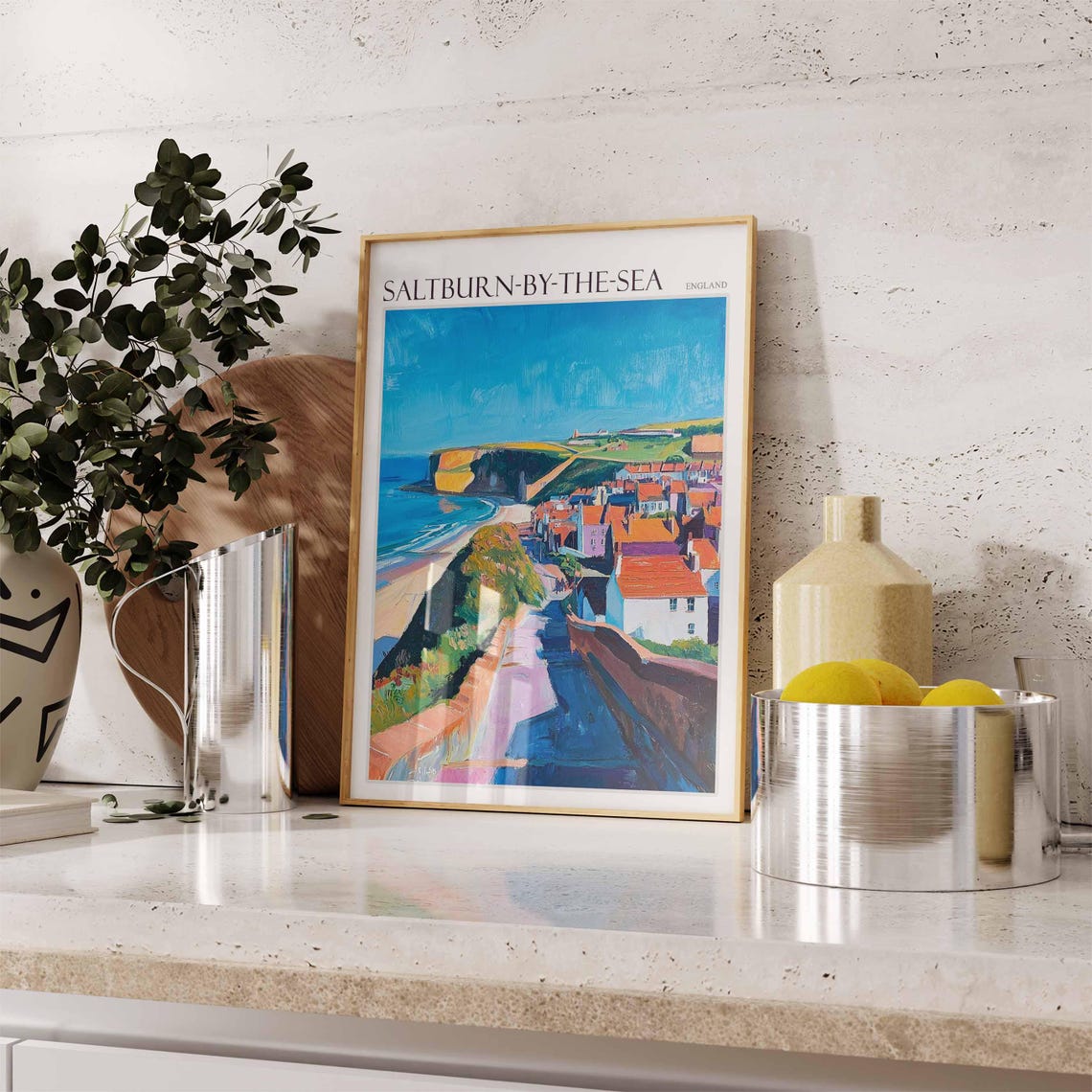 Saltburn By The Sea Poster Uk Travel Poster Coastal Wall Art British Art Uk Home Decor Vintage Seaside Poster Saltburn By The Sea Art - Image 3