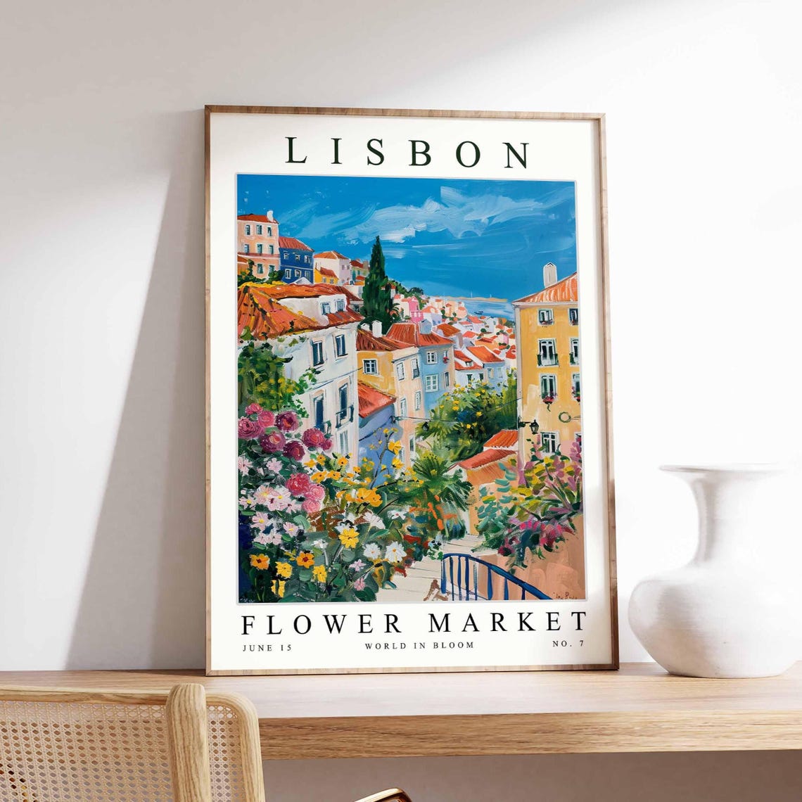 Lisbon Flower Market Poster Lisbonprint Portuguese Floral Wall Art Lisbonfloral Decor Botanical Europe Travel Print