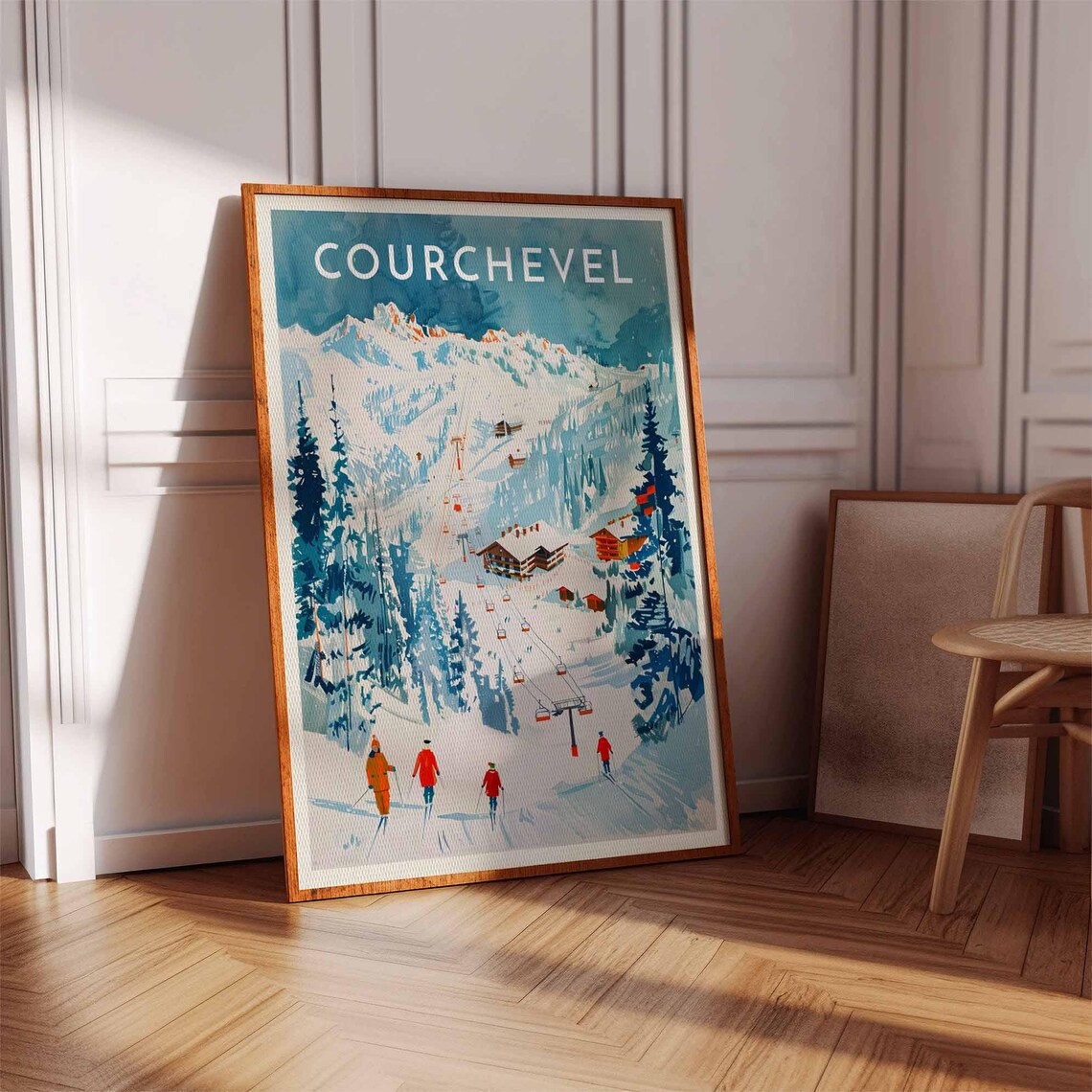 Skiing Travel Poster Courchevel Ski Print France Travel Print Skiing Art Skiing Print Winter Sport Art Ski Gift - Image 2