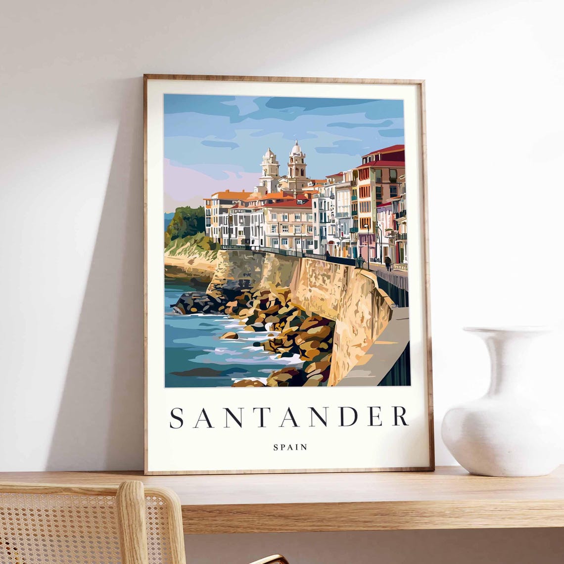 Santander Spain Coastal City Vintage Cantabrian Travel Poster