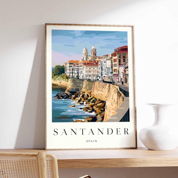 Santander Spain Coastal City Vintage Cantabrian Travel Poster