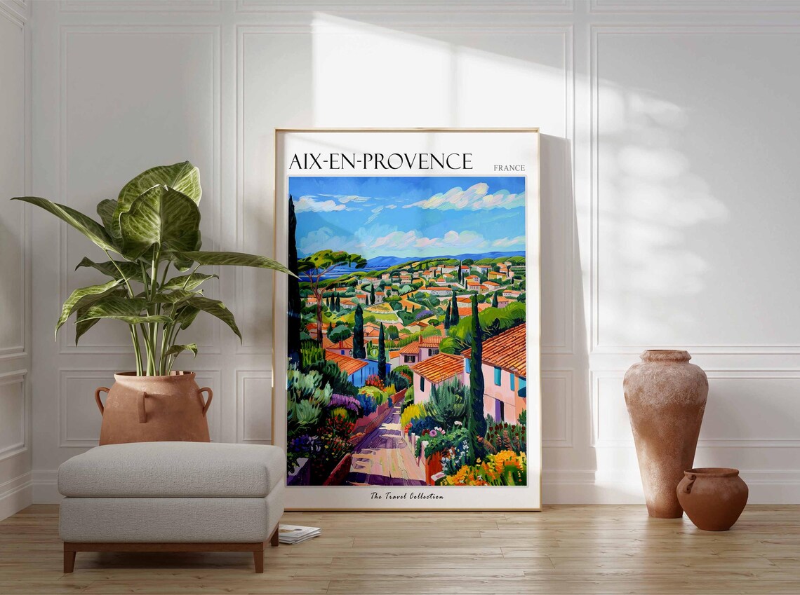 Aix-en-Provence France Colorful Countryside Painted Travel Poster - Image 3