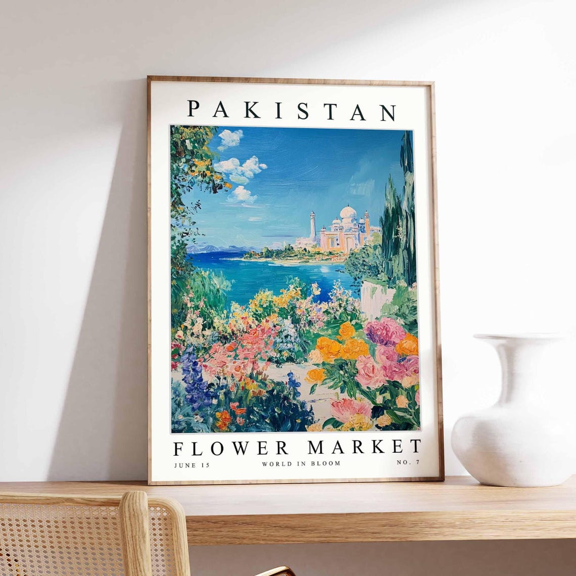 Pakistan Flower Market Mughal Palace River Cypress Blooms Poster