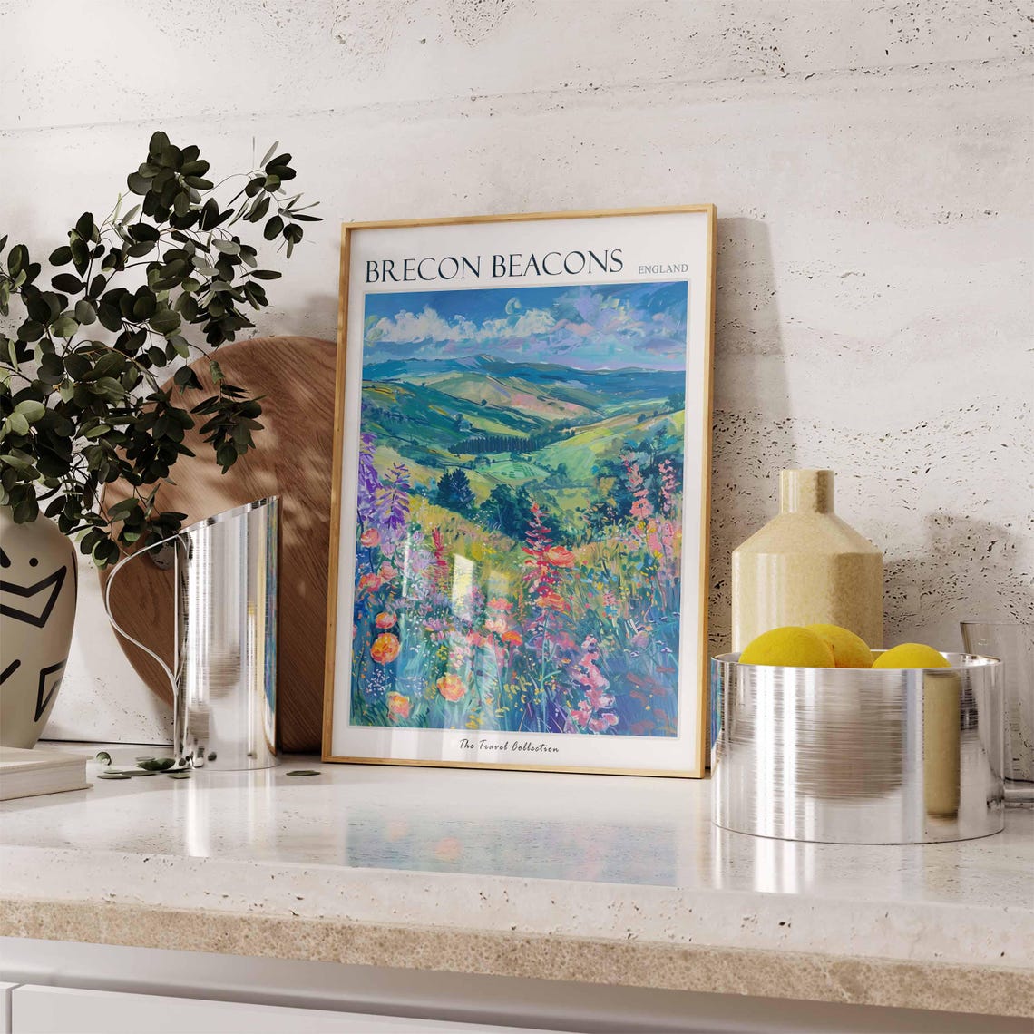 Brecon Beacons Rolling Hills Wildflower Meadow Travel Poster - Image 3