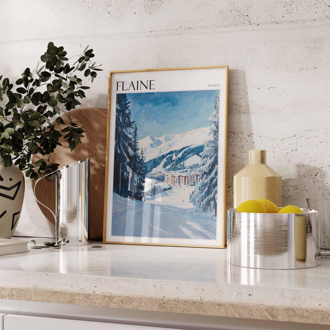 Skiing Travel Poster Skiing Art Flaine Poster Flaine Wall Art French Alps Poster French Alps Print Flaine Travel Print Flaine Ski Art - Image 2