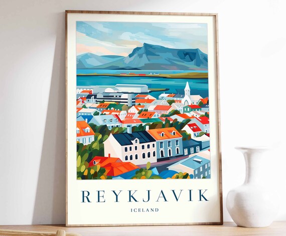Reykjavk Poster Reykjavk Travel Print Iceland Wall Art European Decor Tropical Decor Sea Print Reykjavk Gift