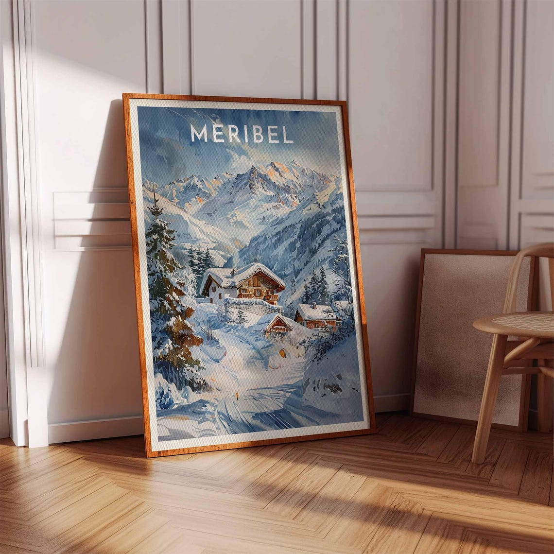 Skiing Travel Poster Mribel Ski Print France Travel Print Skiing Art Skiing Print Winter Sport Art Ski Gift - Image 3