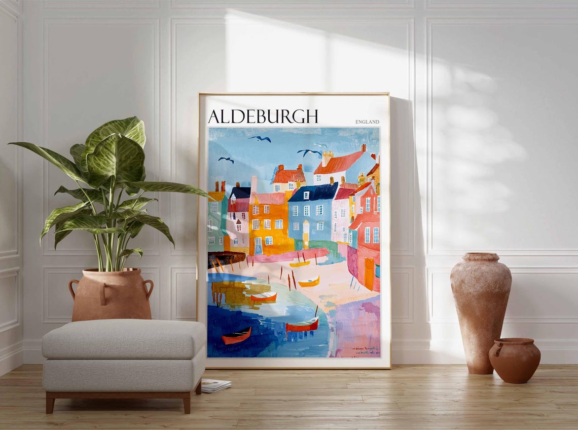 Aldeburgh Waterfront Colourful Houses Little Boats Suffolk Poster - Image 3