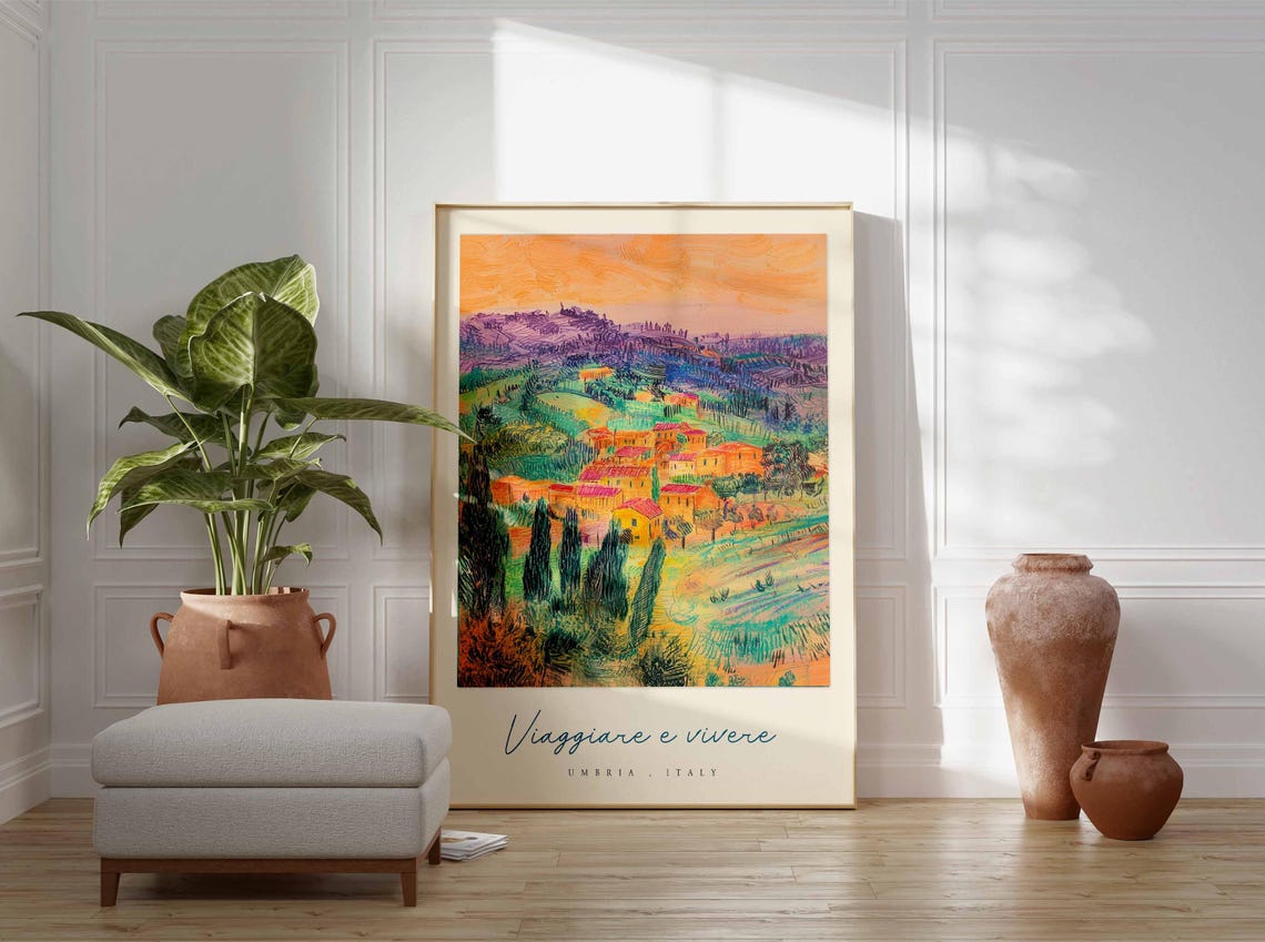 Umbria Poster Italian Travel Print Umbria Travel Art Umbria Wall Art Italy Art Italy Travel Decor Italian Travel Gift - Image 3