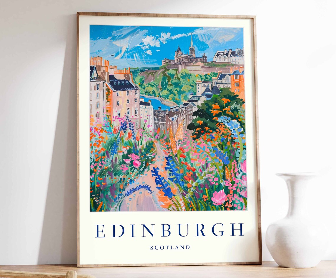Edinburgh Travel Poster, Scotland City Art Print