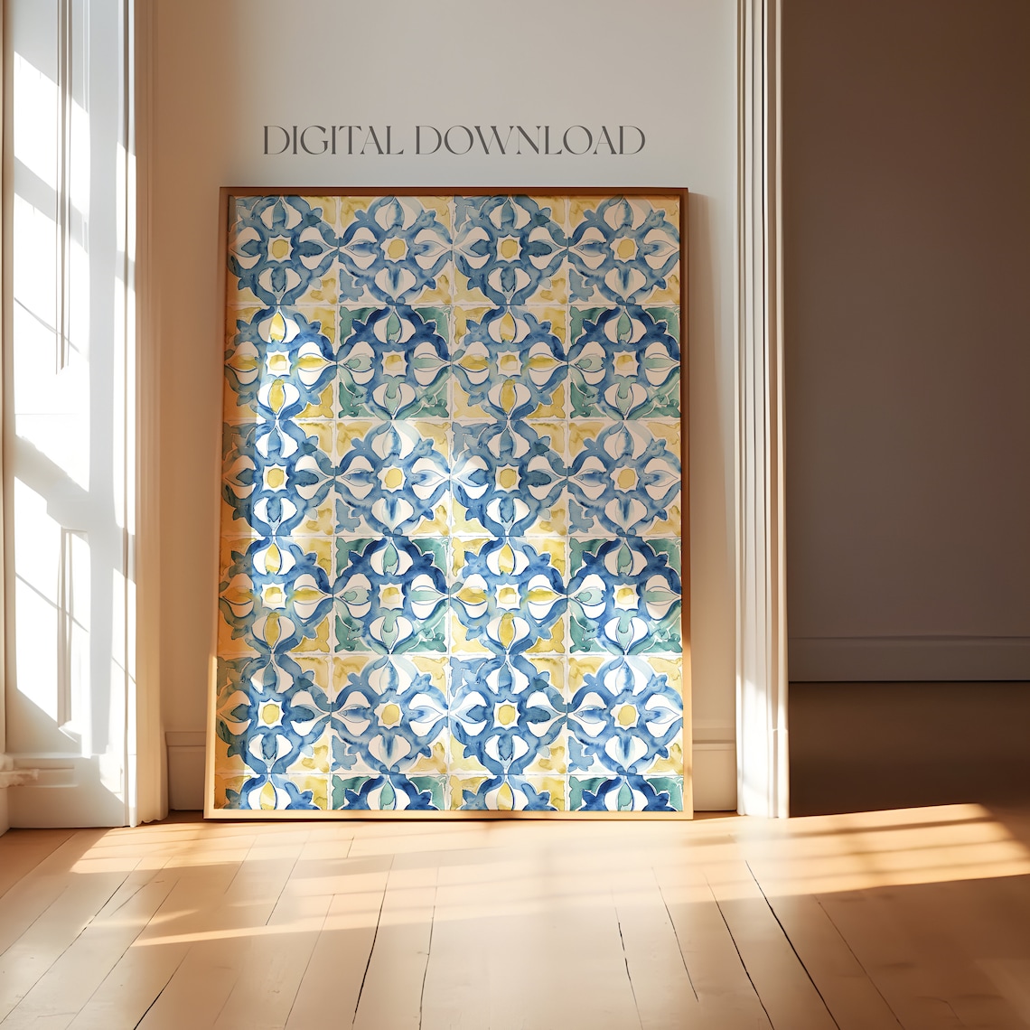 Blue And Yellow Tiles Mediterranean Travel Poster