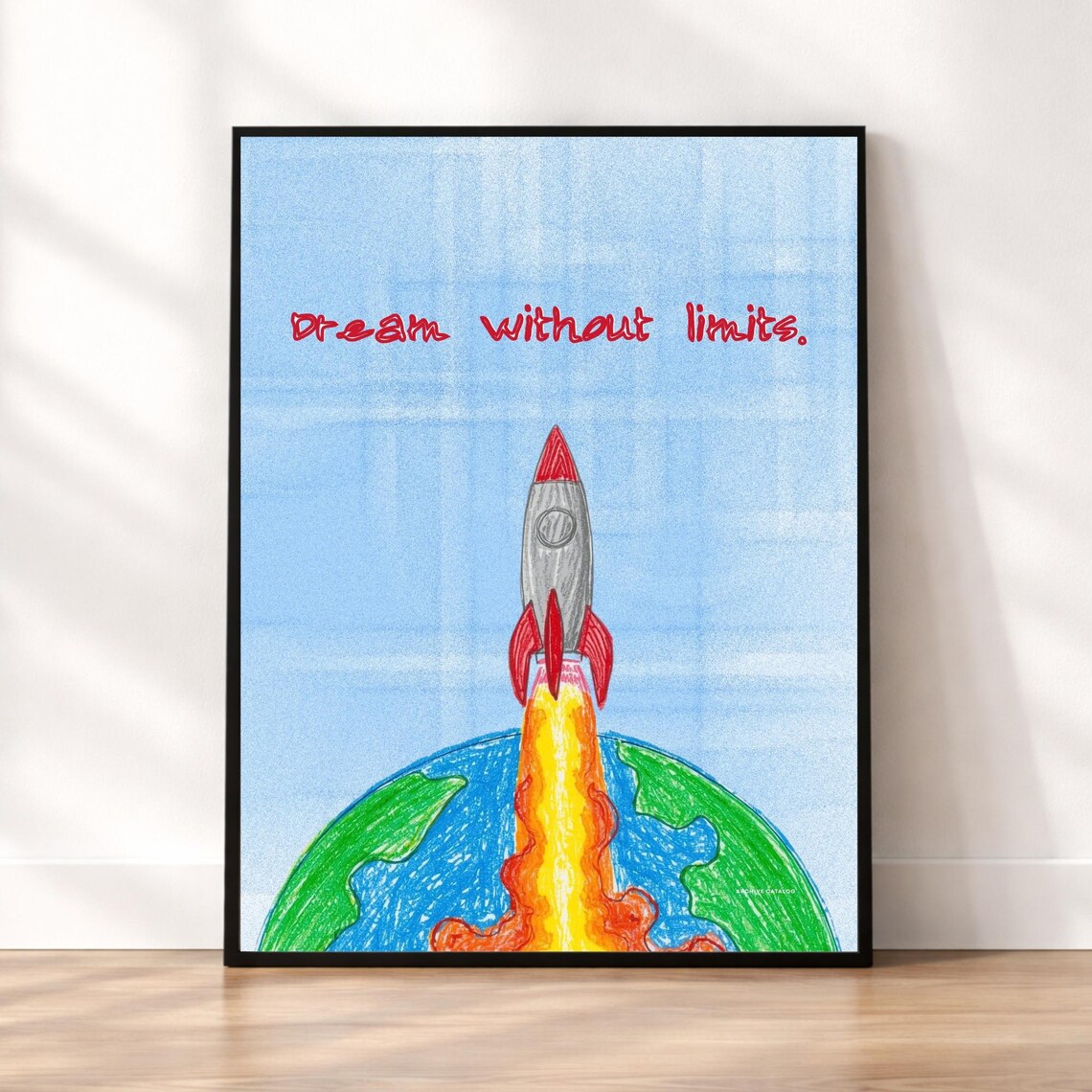 Dream Without Limits Rocket, Kids Inspirational Space Poster