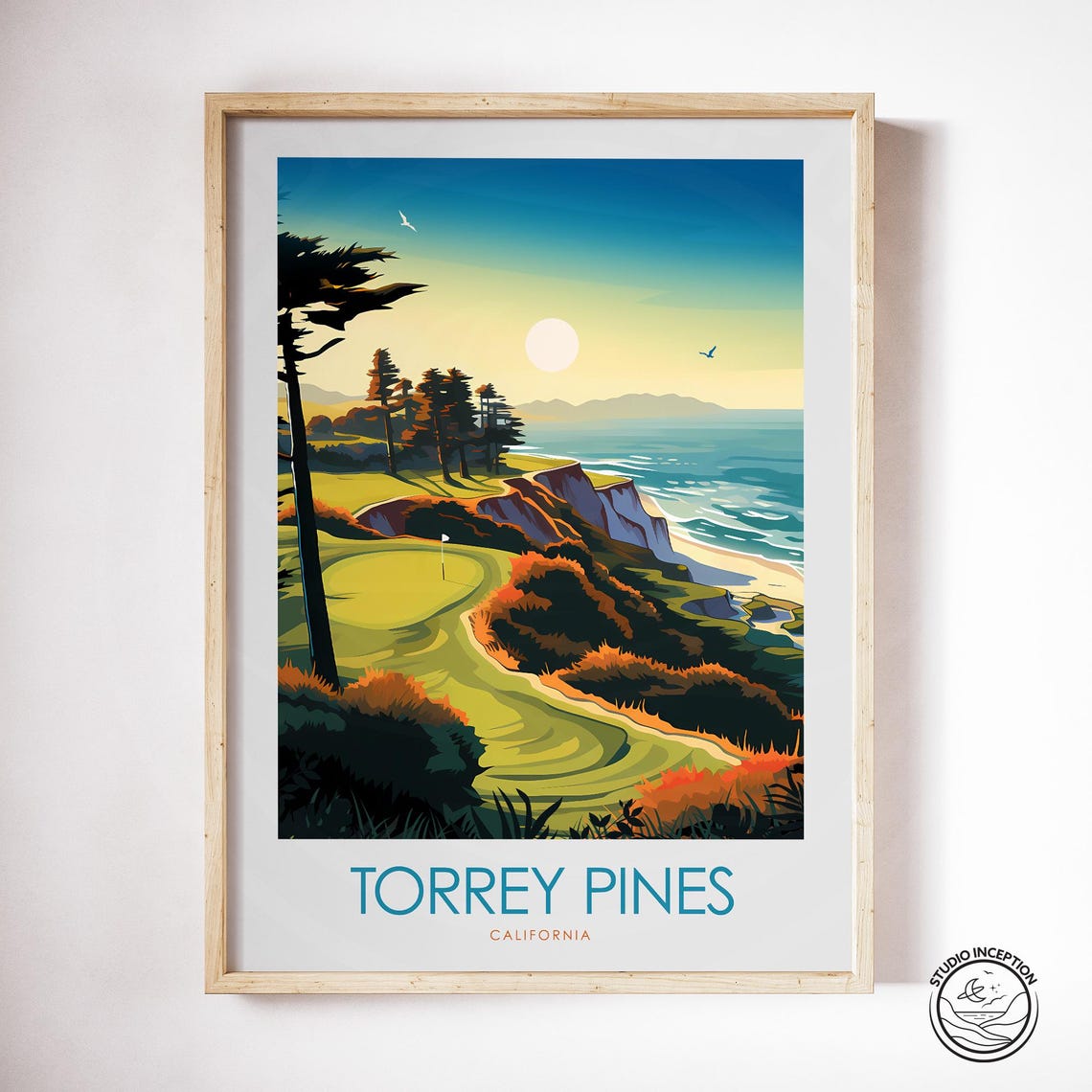 Torrey Pines Golf Course California Pacific Cliffs Minimal Poster - Image 2