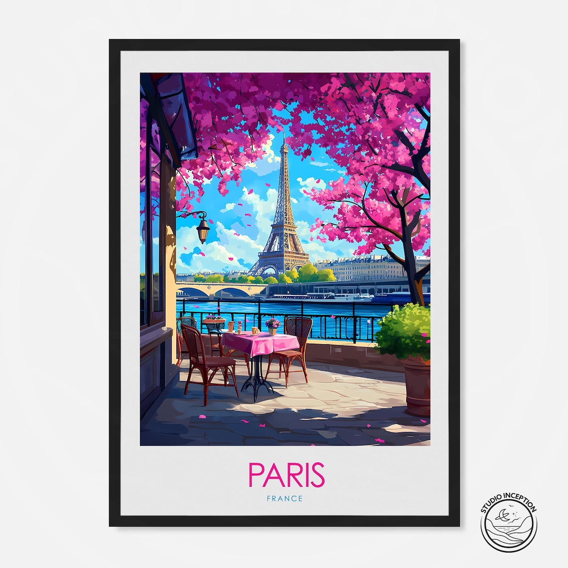 Paris Travel Poster, Eiffel Tower Travel Art