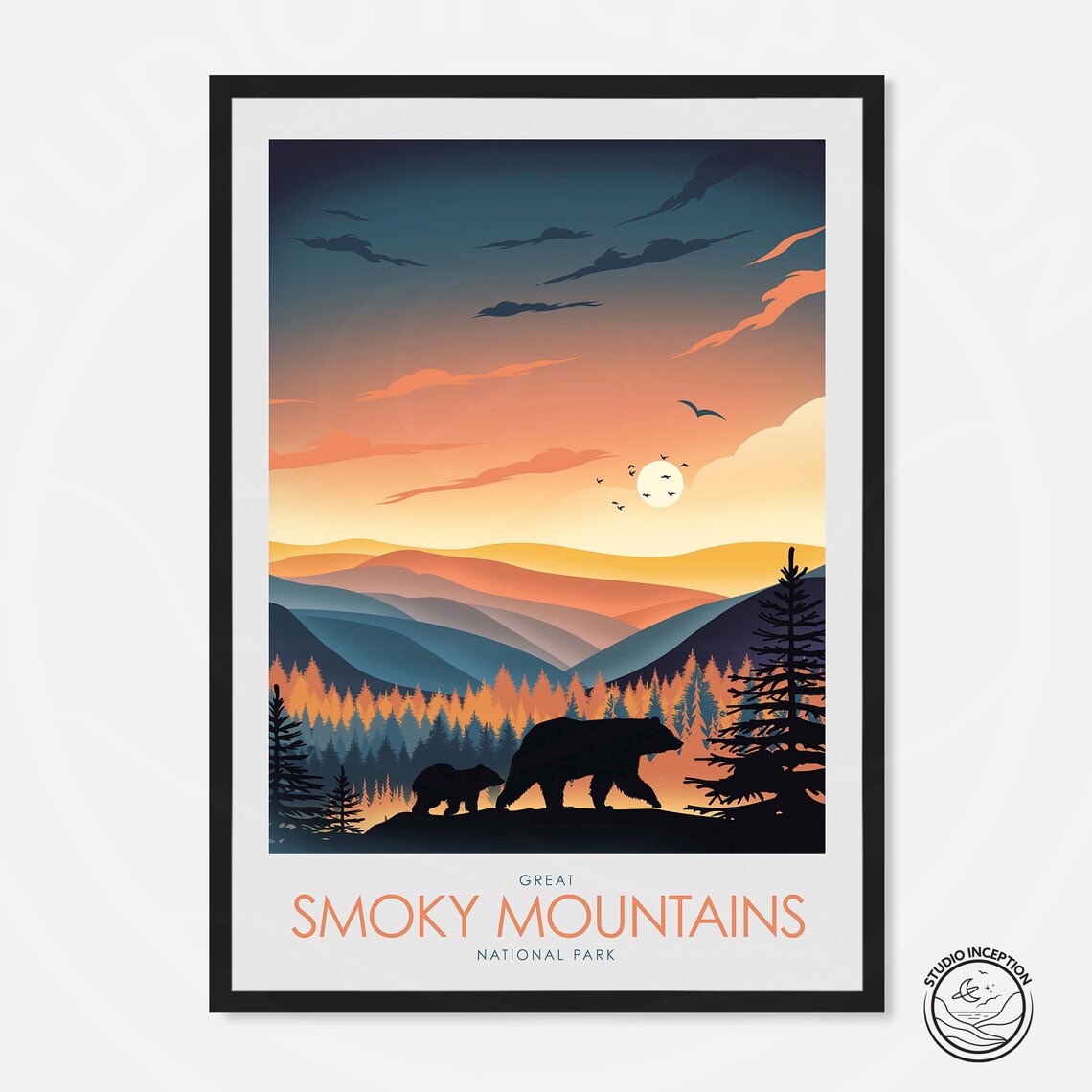 Mother Bear and Cub, Great Smoky Mountains Minimalist
