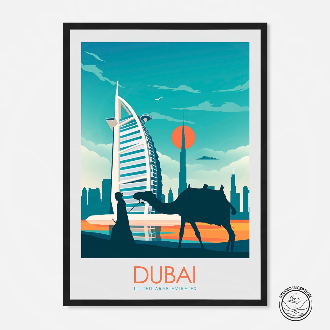 Dubai Travel Print, UAE City Poster Art Print