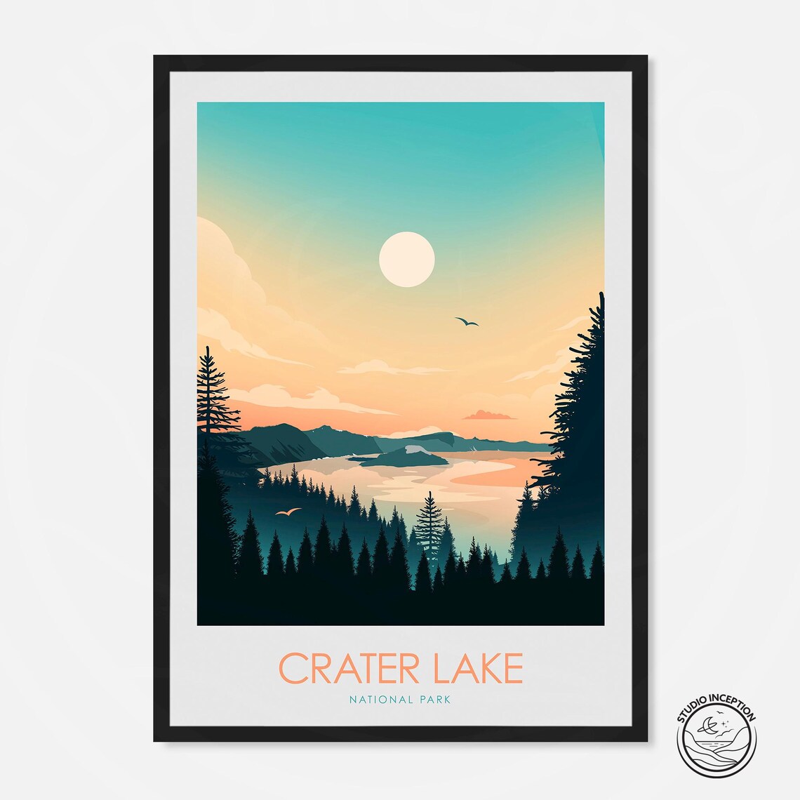 Crater Lake National Park Travel Poster Art Print