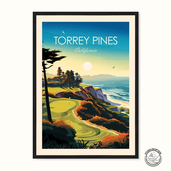 Torrey Pines California Cliffside Golf Course Ocean Sunset Poster