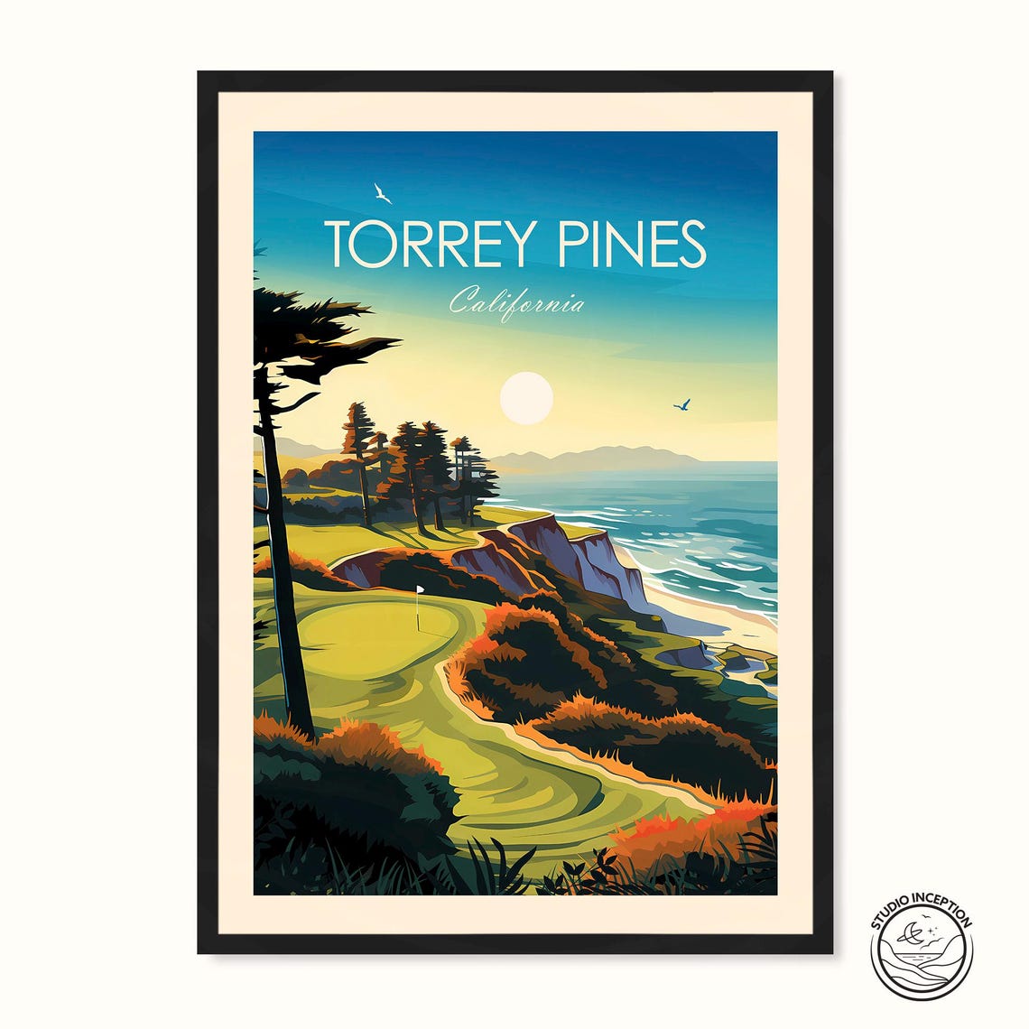 Torrey Pines California Cliffside Golf Course Ocean Sunset Poster