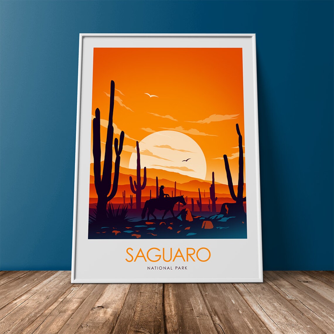 Saguaro National Park Travel Poster, Art Print - Image 3
