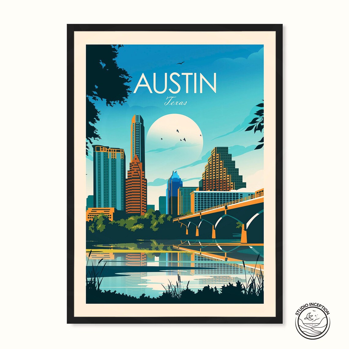 Austin Texas Travel Poster, Gallery Wall Decor