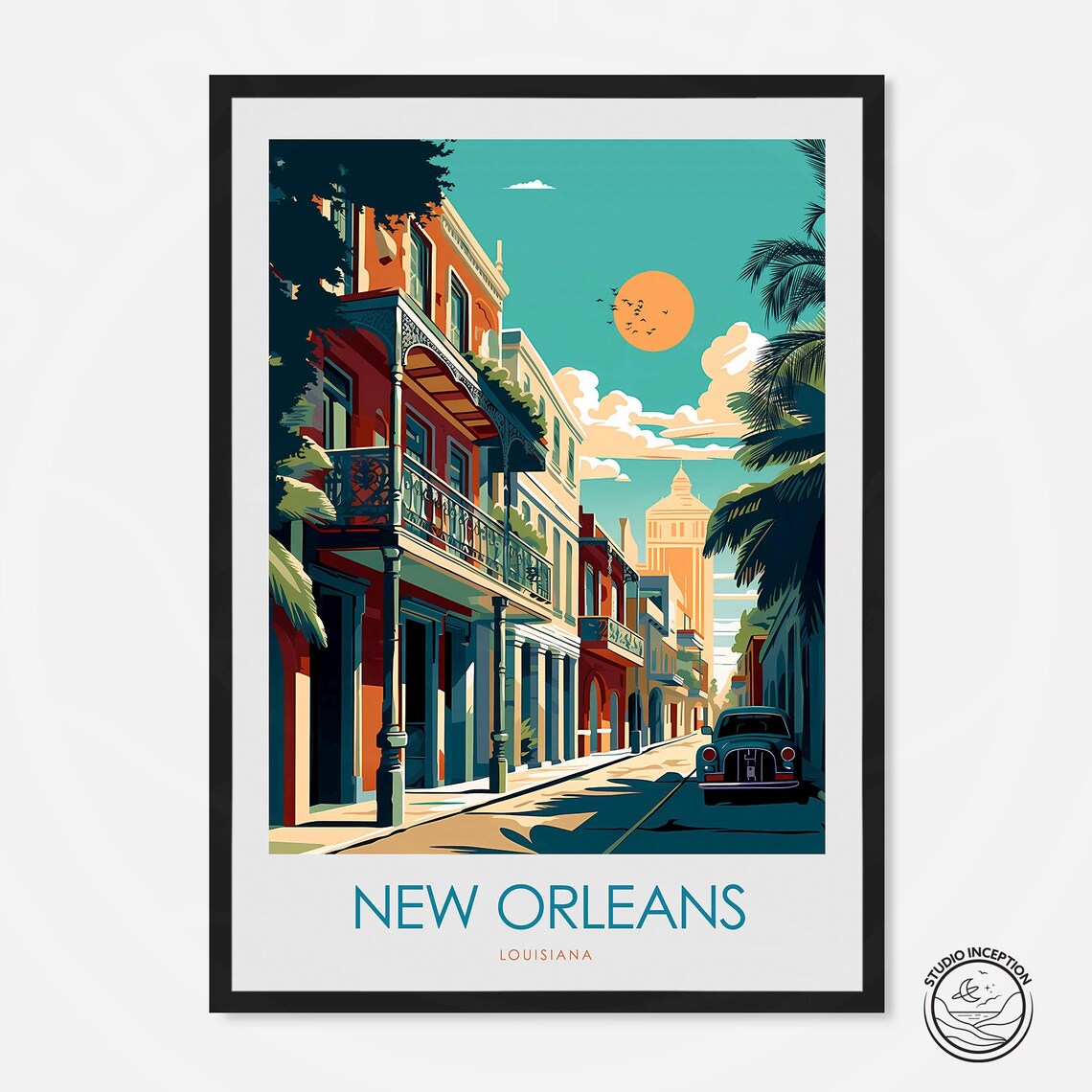 New Orleans Louisiana French Quarter Balconies Street Scene Poster