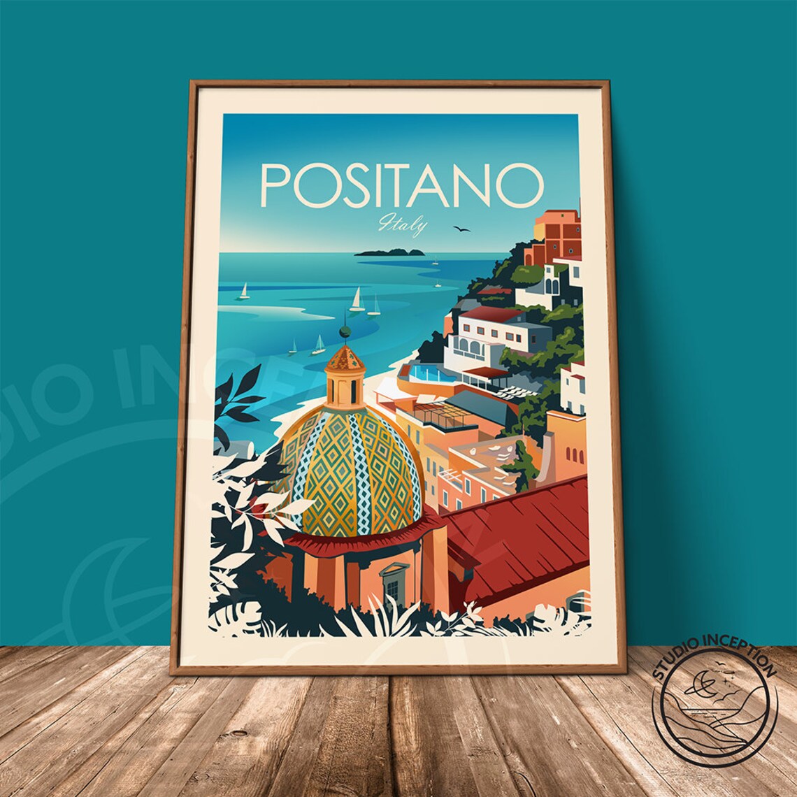 Italy Travel Poster, Positano Amalfi Coast Art Print - Image 2