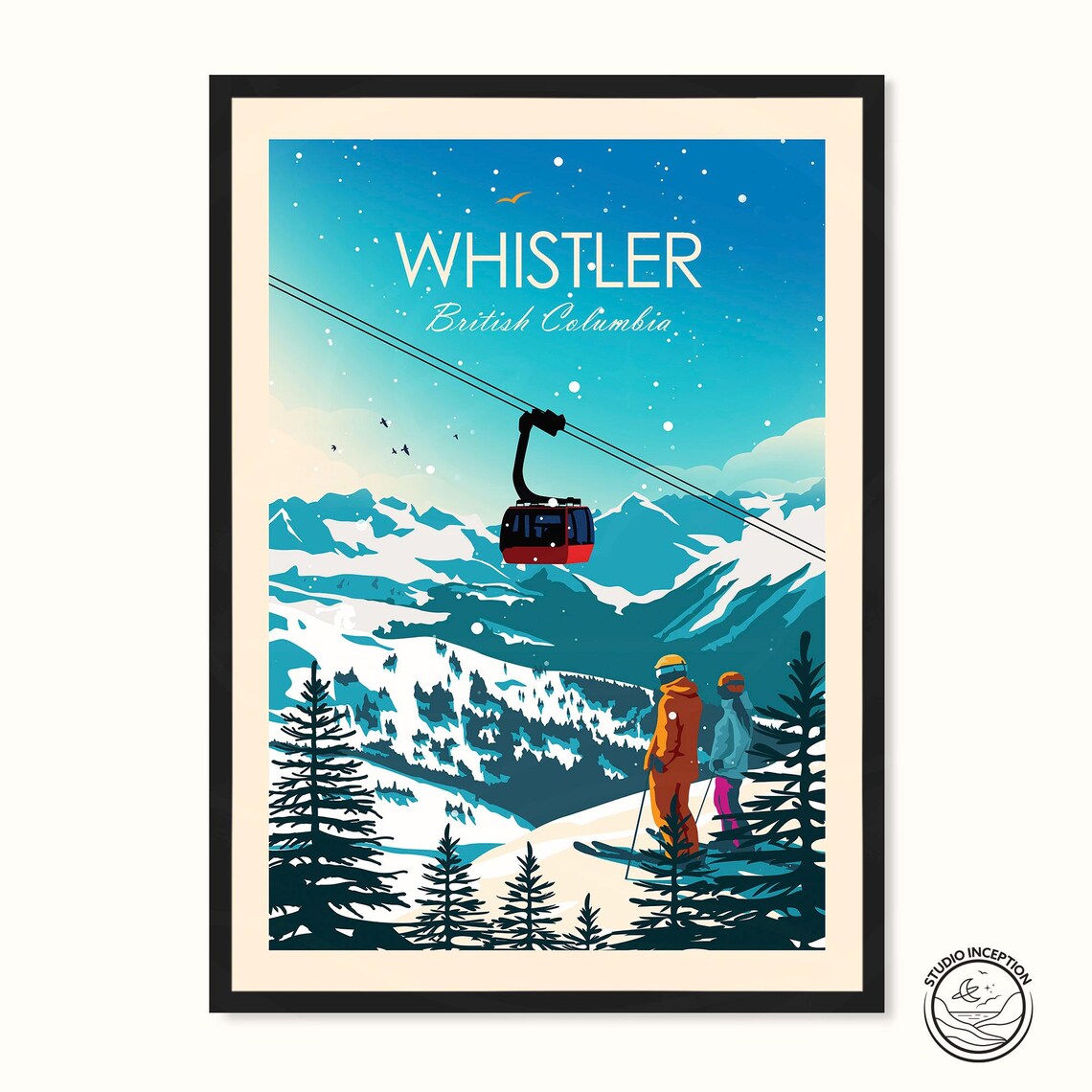 Ski Whistler Travel Poster, British Columbia Canada