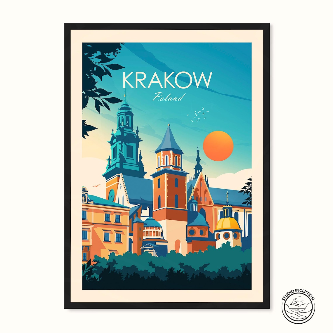 Krakow Poland Vintage Travel Poster Art Print