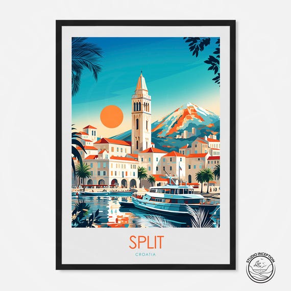Croatia Split Travel Poster, Europe Wall Art Print