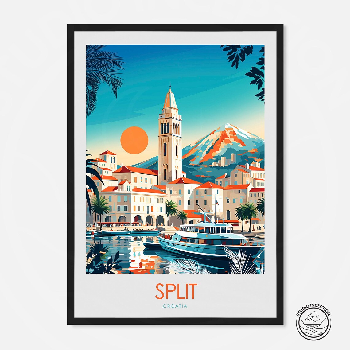 Croatia Split Travel Poster, Europe Wall Art Print