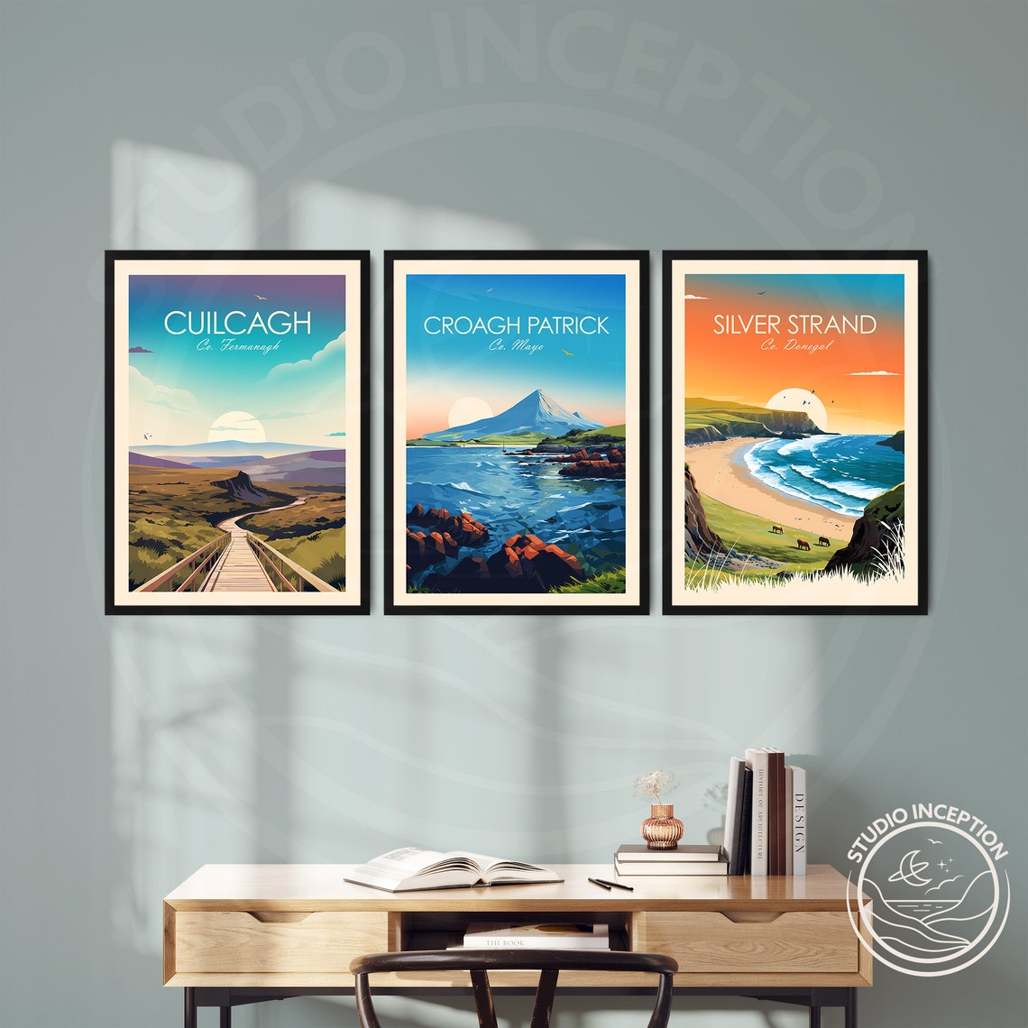 Cuilcagh Co Fermanagh Boardwalk Sunset Vintage Travel Poster - Image 3